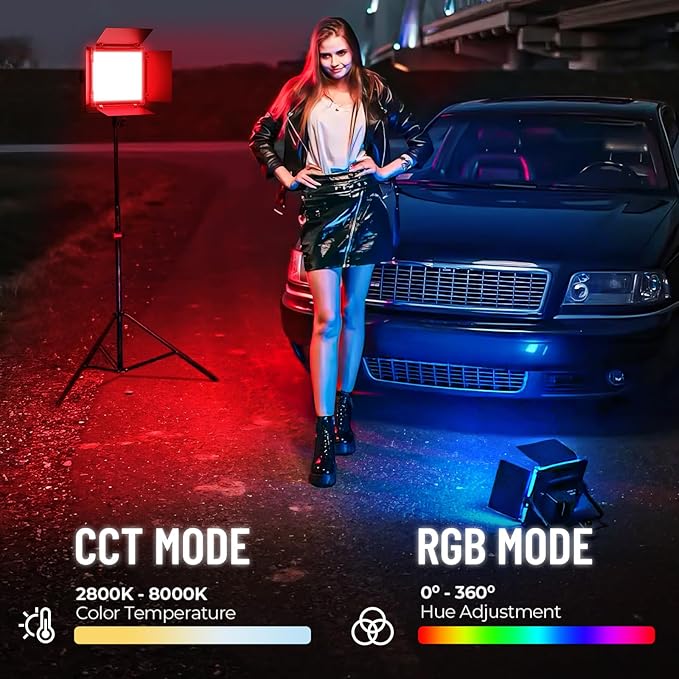 Mettlelite LS800C RGB Light Stick and Mettlelite SPL210C LED Video Light Full Color Video Light with APP Control 2800K-8000K CRI96 TLCI97 RGB CCT HSI Mode LED Light Bundle