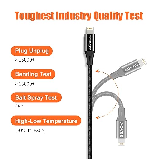 AGVEE 4 inch Lightning Extension Cable, Braided Female to Male Extender Full Function Cord Compatible with iPhone iPad, Data Sync Video Audio & Charging Connector Adapter, Black