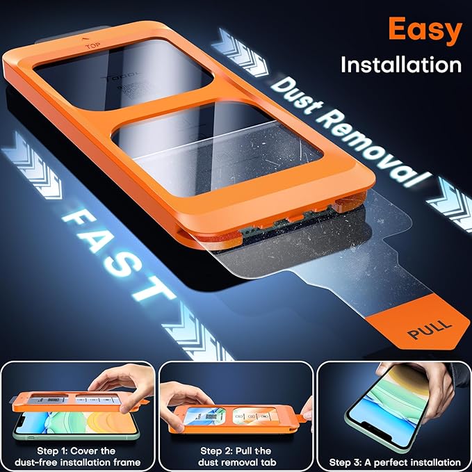 TOCOL for iPhone 11 / iPhone XR Screen Protector 9H Hardness Military Grade Shatterproof HD Tempered Glass Full Coverage Easy Installation Case Friendly 2 Pack