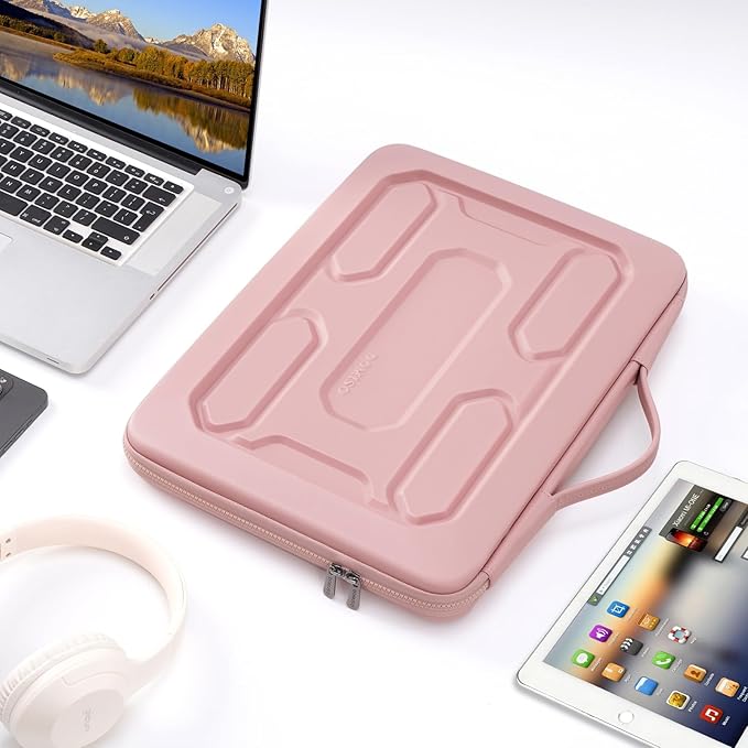 DOMISO 15.6 inch Laptop Sleeve with Handle Shockproof Waterproof EVA Protective Case for 15.6" Yoga 720 IdeaPad 310 320 ThinkPad T570/Legion 5 Gen 6/HP Envy 15/15.6" Notebooks, Pink