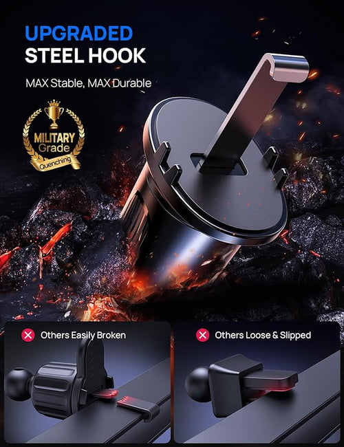 Air Vent Car Phone Holder, Stable Metal Hook, Wide Clamp, Anti-Vibration