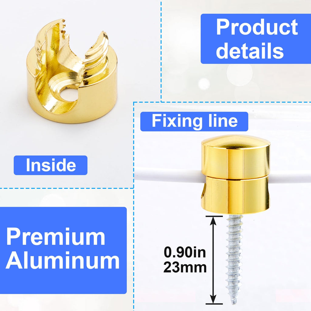 SmallCat 1 Sets Charger Holders for Cords, Gold Color Adjustable Cable Anchor Holders, Adhesive Metal Cord Clips, Cable Management Wire Organizers for Desk, Office, Nightstand