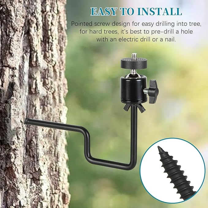 5Pcs Trail Camera Tree Mount, 1/4" x 20 Screw 360° Rotatable Interface Screw Mounting Bracket for Trail Cameras, Security Camera Holder, Hunting Accessories for Game Cam Solar Panels, etc.