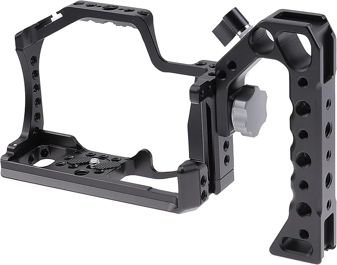 FocusFoto Camera Cage +Top/Side Handle Grip Kit, Aluminium Alloy Video Filmmaking Stabilizer Rig with Cold Shoe and 1/4" 3/8" Screw Mouting for Canon EOS M50 Mark II/M50/M5 Mirrorless Camera