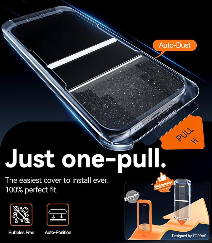 TORRAS Military-grade aerospace glass for iPhone 16 Screen Protector [9H＋Unbreakable from 12-foot Drop,Longest Durable],GlassGo X Glass for iPhone 16,2 Packs