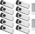 ABLAZE 16GB Flash Drive 10 Pack, USB 2.0 Memory Stick with Lanyards Swivel Thumb Drives Bulk 16GB Pendrive U Disk for Data Storage (Black)
