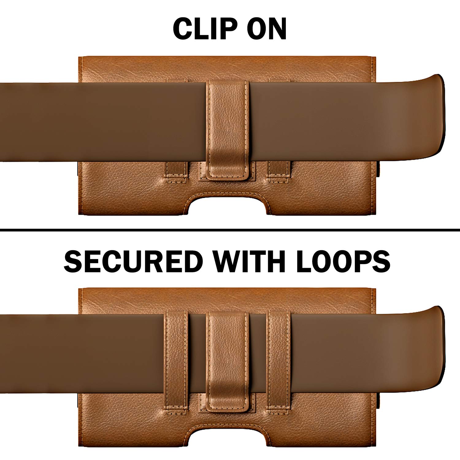 PiTau Holster for Samsung Galaxy Ultra S26 S25 S24 S23 S22 S21 A73 A54 A53, Phone Belt Clip Holder Case for Google Pixel Pro XL 9 8 7 6 4 3, Men's Big Cellphone ID Card Carrying Pouch, Brown X-Large