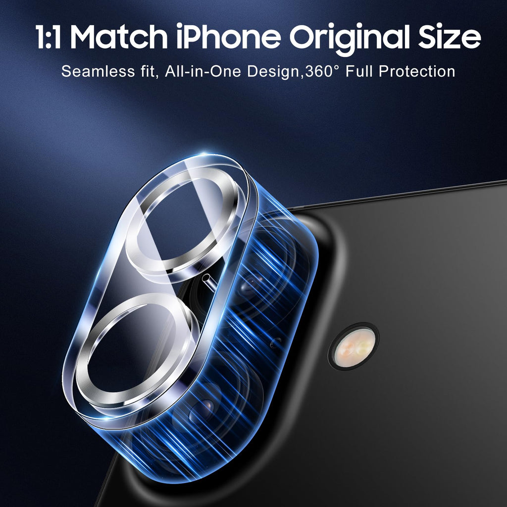 UniqueMe for 3 Pack iPhone 16/16 Plus/17 Camera Lens Protector-Silver