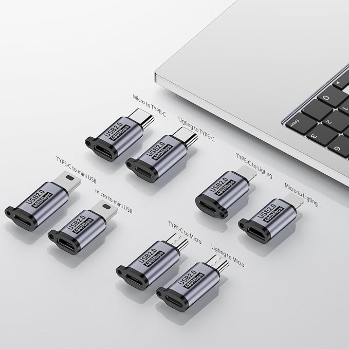 Jadebones USB C to Micro USB/Mini USB/Lighting Adapter, 8 Pack