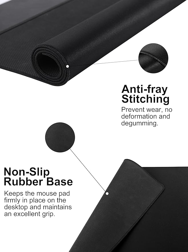 TopMade Mouse Pad with 15W Fast Wireless Charging, 31.5"x15.75" XXL Large Gaming Waterproof Desk Pad with Ultra-Smooth Surface, Non-Slip Base, Computer Desk Mat for MacBook, PC, Laptop, Black