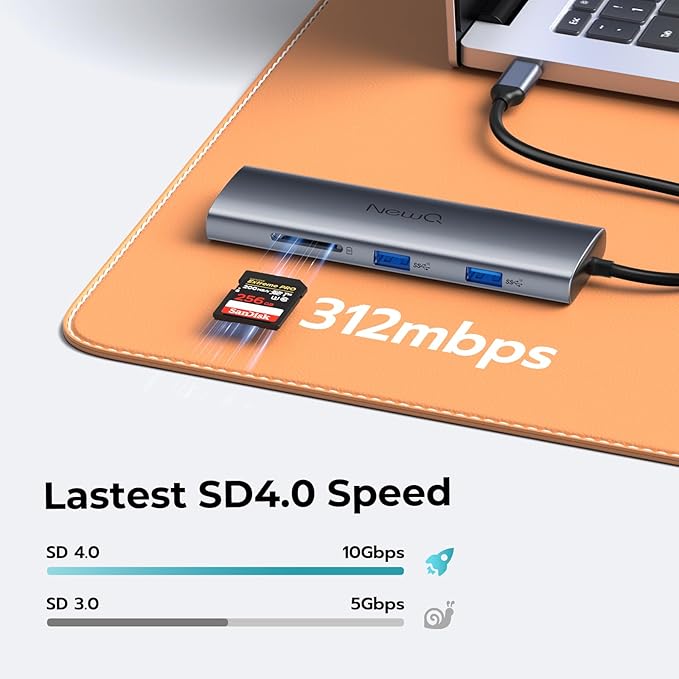 USB C to USBC Hub Dual/Triple Monitor, USBC Splitter 4K@30-60Hz with HDMI, 6 * 10Gbps, 100W PD, SD4.0, Full-Function Type C Port, Docking Station for Windows, Chromos Laptops, with USBC Video Cable