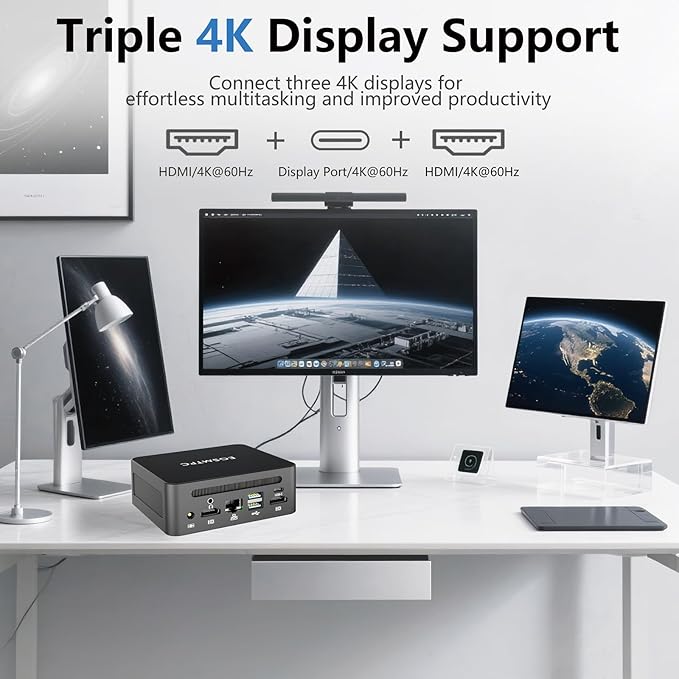 Mini Desktop Computer, Intel Core i5-12450H (Up to 4.40GHz), 16GB DDR4 RAM, 1TB M.2 SSD, Mini PC Supports Triple 4K Display, USB 3.2, Wi-Fi 6, BT 5.2, RJ45 2.5G
