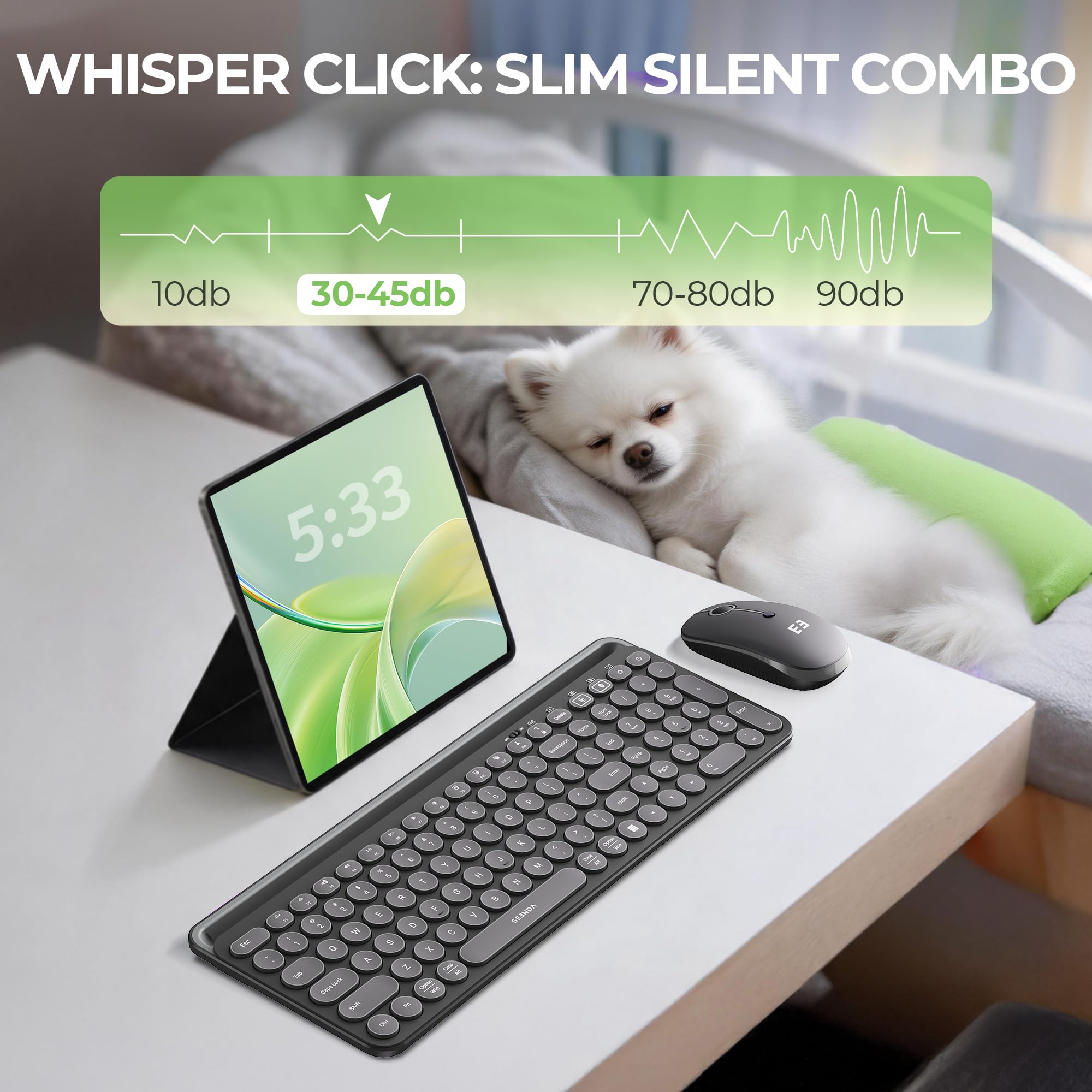 seenda CTU-301 Bluetooth Keyboard and Mouse Combo for iPad,Black