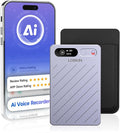 LOBKIN Ai Voice Recorder with Transcribe & Summarize, Note Voice Recorder Support 152 Languages, 64GB, Audio Recorder with App Control, Slim Ai Note Taking Device for Lectures, Meetings, Calls, Grey