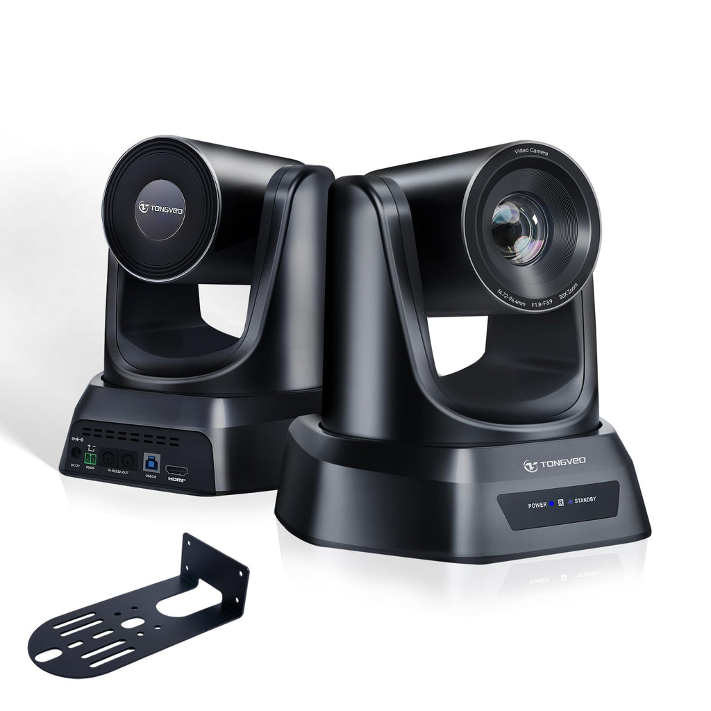 TONGVEO Conference Room PTZ Camera System with 20X Optical Zoom, AI Auto Tracking 1080P 60fps HDMI USB Webcam for Church Streaming Online Video Conference,Compatible with Zoom, OBS Easy Setup（1 pc