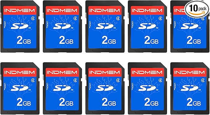 INDMEM 2GB SD Card, 10 Packs Class 4 2GB Flash Memory Card MLC Standard Secure Digital Cards Camera Card