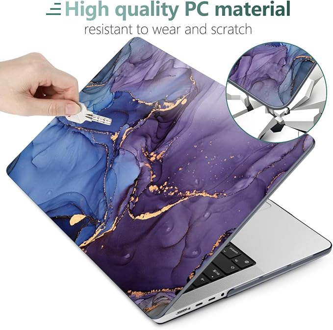 DONGKE for M4 MacBook Pro 16 Inch Case 2024 2023 2021 A3403 A3186 M3 A2991 M2 A2780 M1 A2485 Pro/Max Chip, Plastic Hard Shell Case & Keyboard Cover for Mac Pro 16 with Touch ID, Abstract Marble