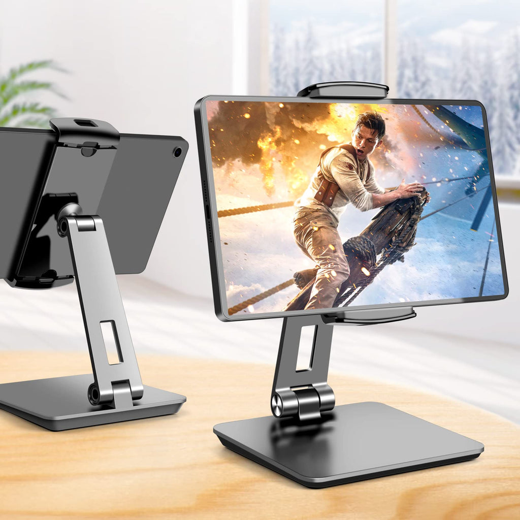iPad Stand, Tablet Stand 360° Swivel, Aluminum Desk Holder 4.7-17", Black