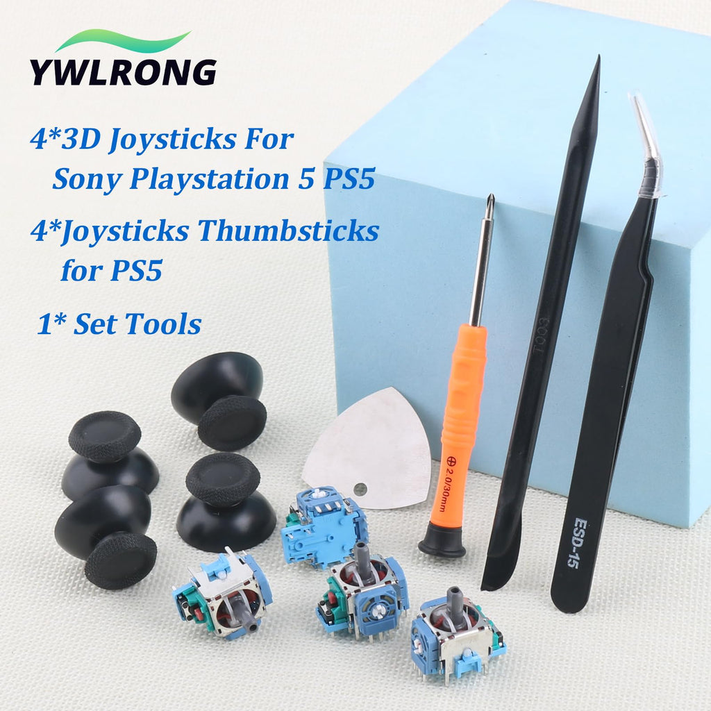 for PS5 Analog Stick Replacement for Sony PlayStation 5 PS5 Joysticks Replacement 3D Joystick Sensor Module Thumbstick Controller Accessory Part with Kit(4Pack)