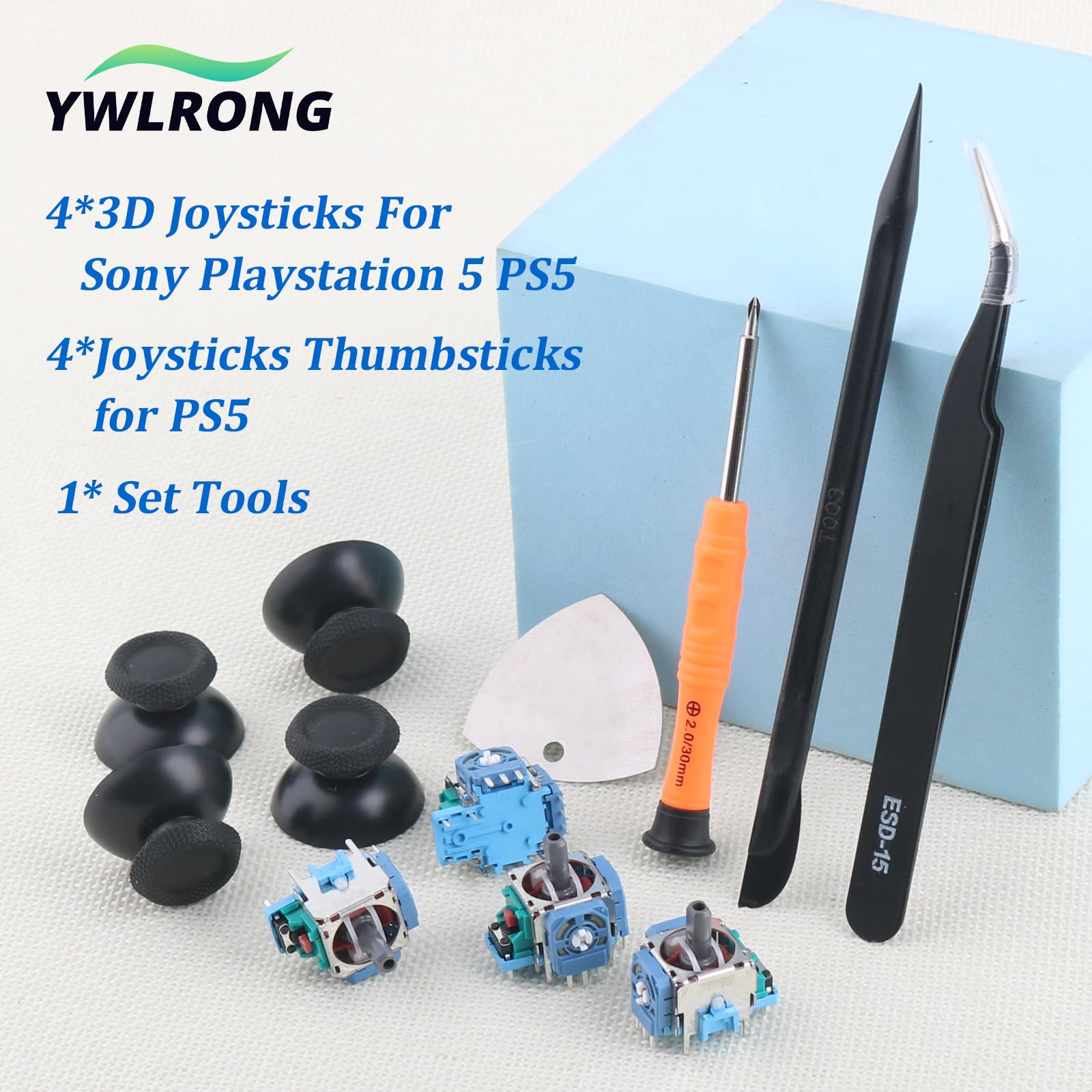 for PS5 Analog Stick Replacement for Sony PlayStation 5 PS5 Joysticks Replacement 3D Joystick Sensor Module Thumbstick Controller Accessory Part with Kit(4Pack)