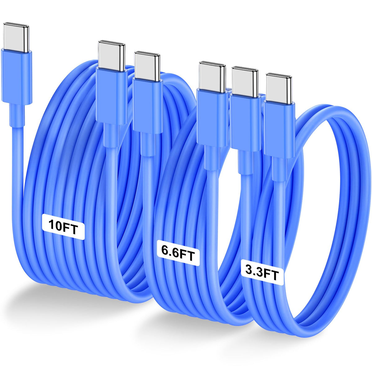 LOFPYE 3-Pack 10FT 60W USB C to USB C Cable, Type C to Type C Cable,Fast Charging Cable for iPhone 16 15 Pro Plus Pro Max，for Galaxy S24 S23, for iPad Pro/Air, for MacBook Pro/Air and More