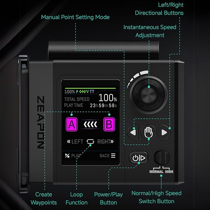 Zeapon Micro4 E1000&PONS PT Heads Double Distance Motorized Camera Slider, High-Speed Low Noise Motor 10-26Lbs Payload, 42''/107cm, LCD Screen, App Control, Smooth Damping Design