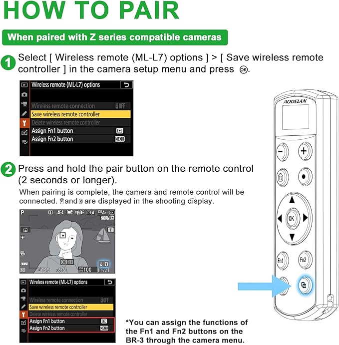for Nikon Rechargeable Shutter Release,Wireless Camera Remote Control Compatible with P1000,P950,B600,A1000,Z6 II,Z30,Z50,Z5,Z7 II,Z fc,Z f,Z6 III,Z50 II,P1100,Z5II Replaces Nikon ML-L7