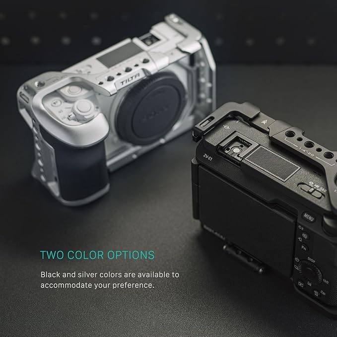 Tilta Half Camera Cage for ZV-E1 | Cold Shoe, NATO Rail, M3 and 1/4""-20 Threads Mounts | Silver