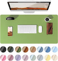YSAGi Leather Desk Protector, Office Mat, Large Mouse Mat, Non-Slip PU Leather Blotter, Laptop Pad, Waterproof Writing Pad for Office and Home (Leaf Green, 23.6" x 13.8")