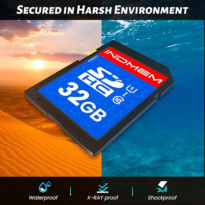 INDMEM SD Card 32GB, 10-Pack UHS-I Class 10 MLC Flash Memory Card, High-Speed Secure Digital Cards for Cameras, DSLR, Action Cams - Reliable Storage