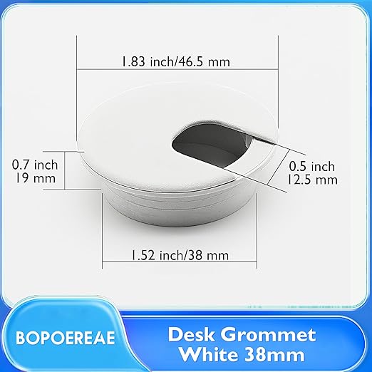 Desk Grommet 1-1/2" (38 mm), Desk Cord Hole Cover, Cable Grommet ABS Plastic, Desk Hole Grommet for Office and Home Table Cable, Detachable Cable Cord Organizer (White 4 Pcs)