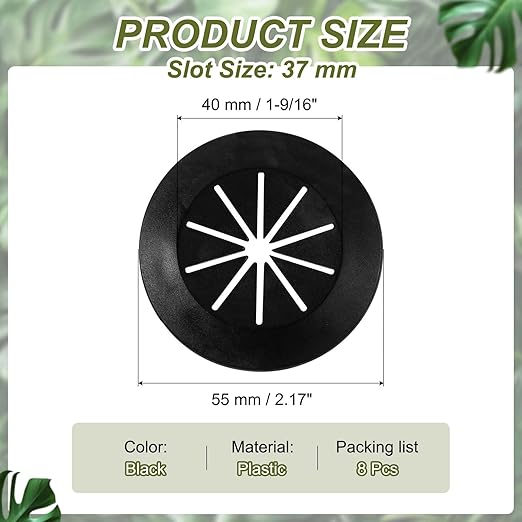 PATIKIL Desk Grommet 1-9/16", 8 Pcs Round Cable Grommet Cord Hole Cover with Adhesive Tape Flexible Table Wire Organizer for Office Home Table Countertop, Black