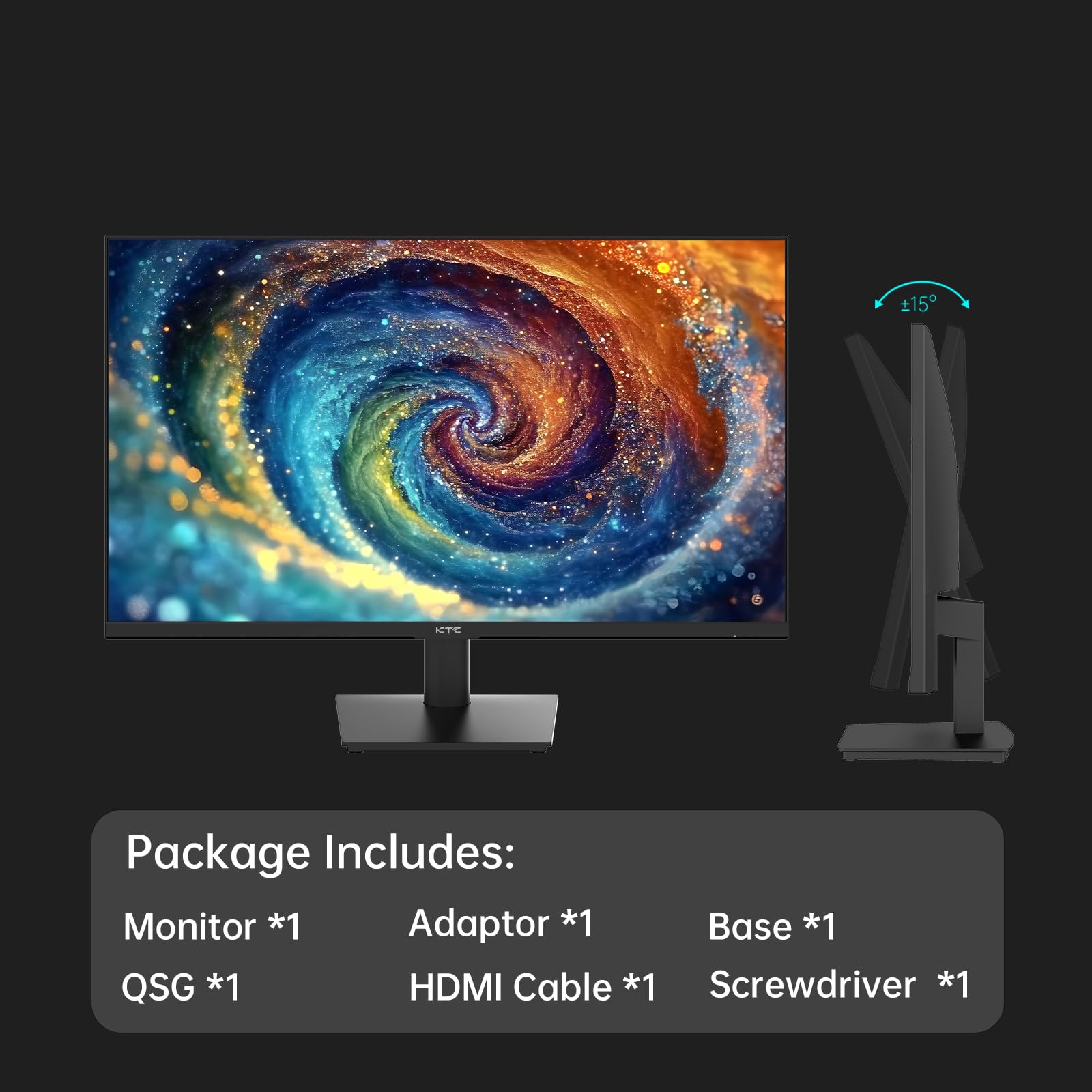 KTC 24 inch Monitor - 1080P Monitor, 100Hz FreeSync Gaming Moniter with HDR10,VESA Mountable, Adjustable Tilt, ZeroFrame Design, HDMI,VGA,Earphone Ports, PC Monitors for Office