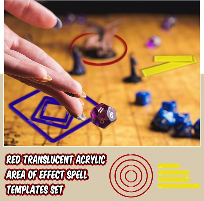 Sintuff 15 Pcs Spell AOE Damage Template Translucent Acrylic Area of Effect Spell Set Include 5 Cube 4 Circle 2 Cone 4 Line Templates for Gifts Tabletop RPG Gaming Accessories(Colorful)