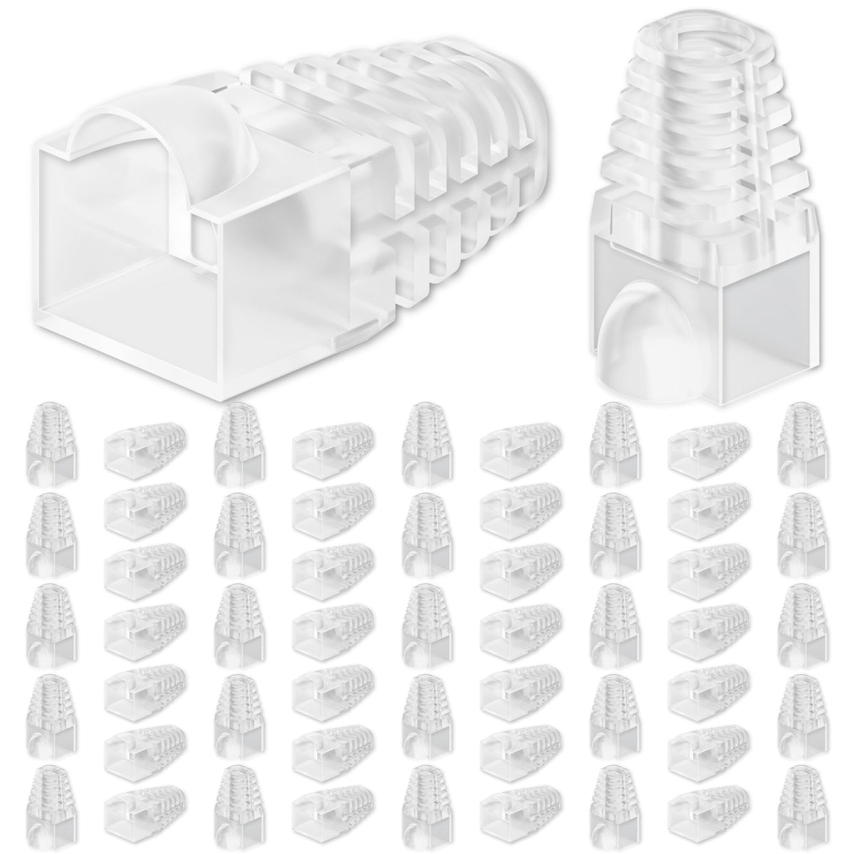 CableGeeker Cat6 RJ45 Strain Relief Boots, 100-Pack, 6.5mm, Blue