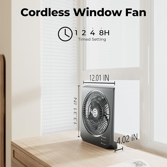 PANERGY 20000mAh Rechargeable Battery Powered Fan - 10" Square Box Fan with 55H Runtime, 4 Speeds & Timer, 270° Pivot, Cordless & Portable for Home, Patio, Camping, Travel, Power Outages (No Remote)