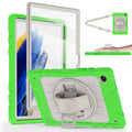 Stweap for Samsung Galaxy Tablet A8 Case 10.5 inch 2022 SM-X200/X205/X207 with Screen Protector [360 Rotating Stand] &Hand Shoulder Strap Shockproof Rugged Protective Cover|Green&Beige