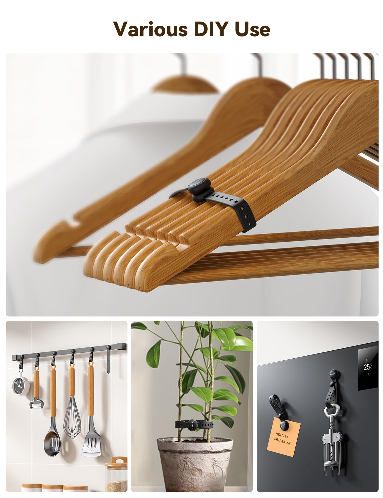 JOYROOM Magnetic Cable Ties with Magnets for Bundling & Cable Management– Reusable Silicone Cord Ties Multi-Purpose Cord Organizer Cable Clips for Home, Office & Travel (12-Pack,Black)