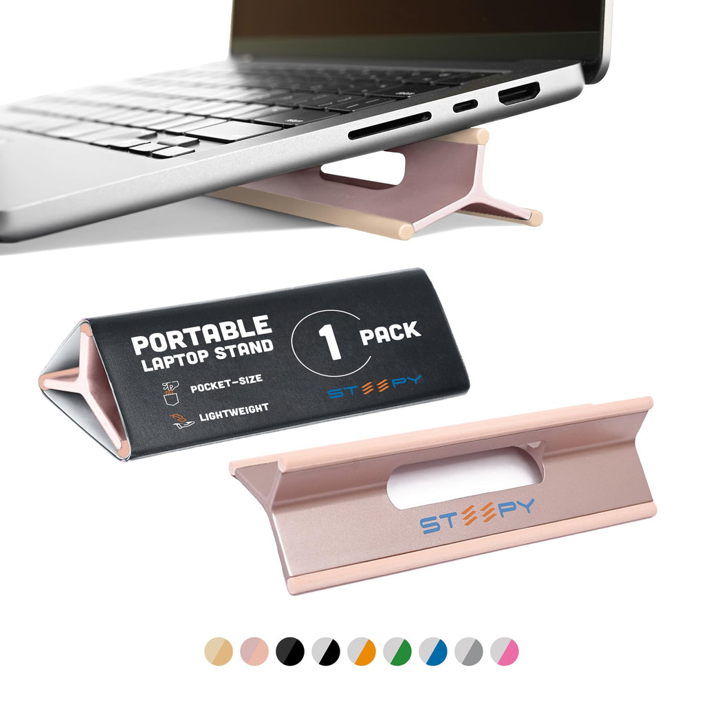 Steepy Portable Laptop Stand for Desk Adjustable Height, 13-17 Inch Devices