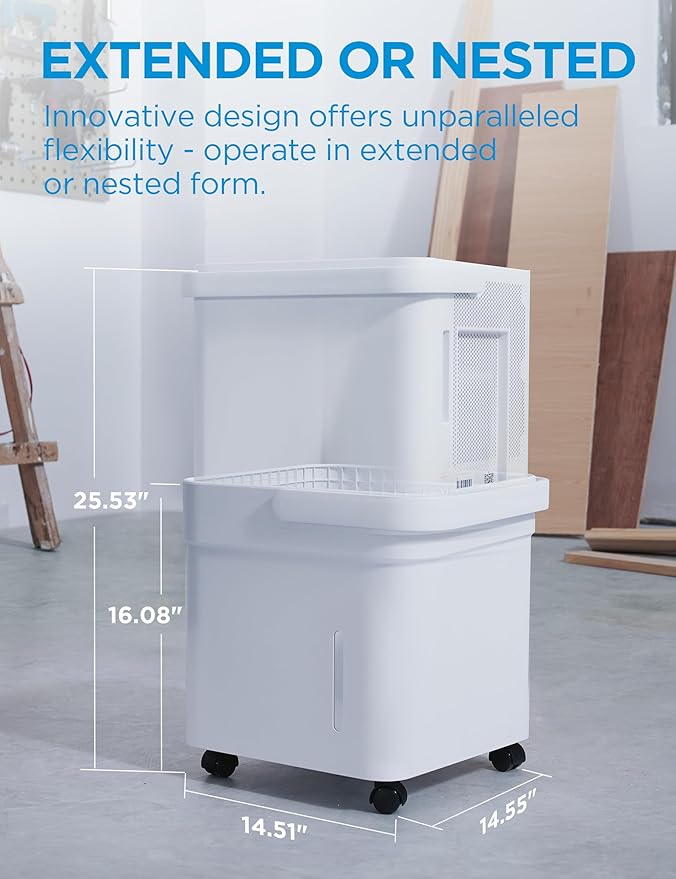 Midea Cube 35 Pint Dehumidifier for Basement and Rooms at Home for up to 3,500 Sq. Ft., Smart Control, Compatible with Alexa (White), Drain Hose Included, ENERGY STAR Most Efficient 2023