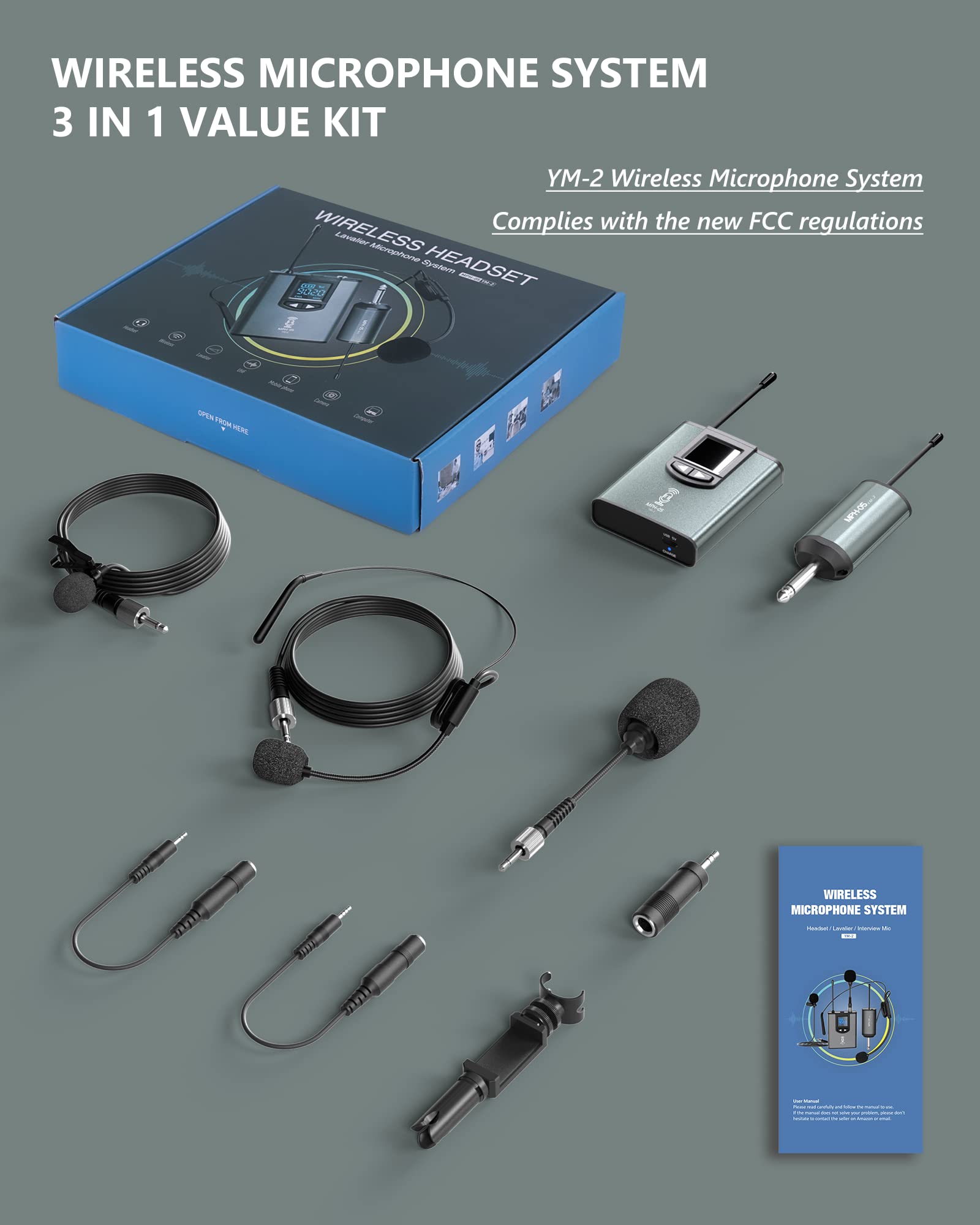Wireless Microphone System for PA Speaker, Camera, Recording, Teaching