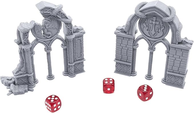 Dragon Archways by Printable Scenery, 3D Printed Tabletop RPG Scenery and Wargame Terrain 28mm Miniatures
