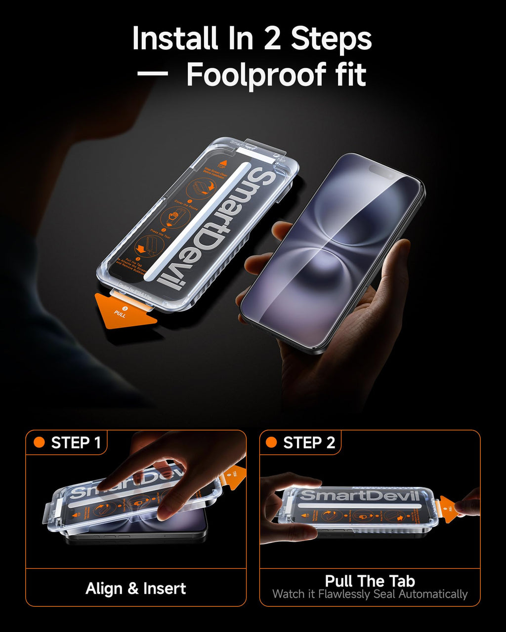 SMARTDEVIL 2 Pack for iPhone 16 Plus/iPhone 15 Plus Screen Protector