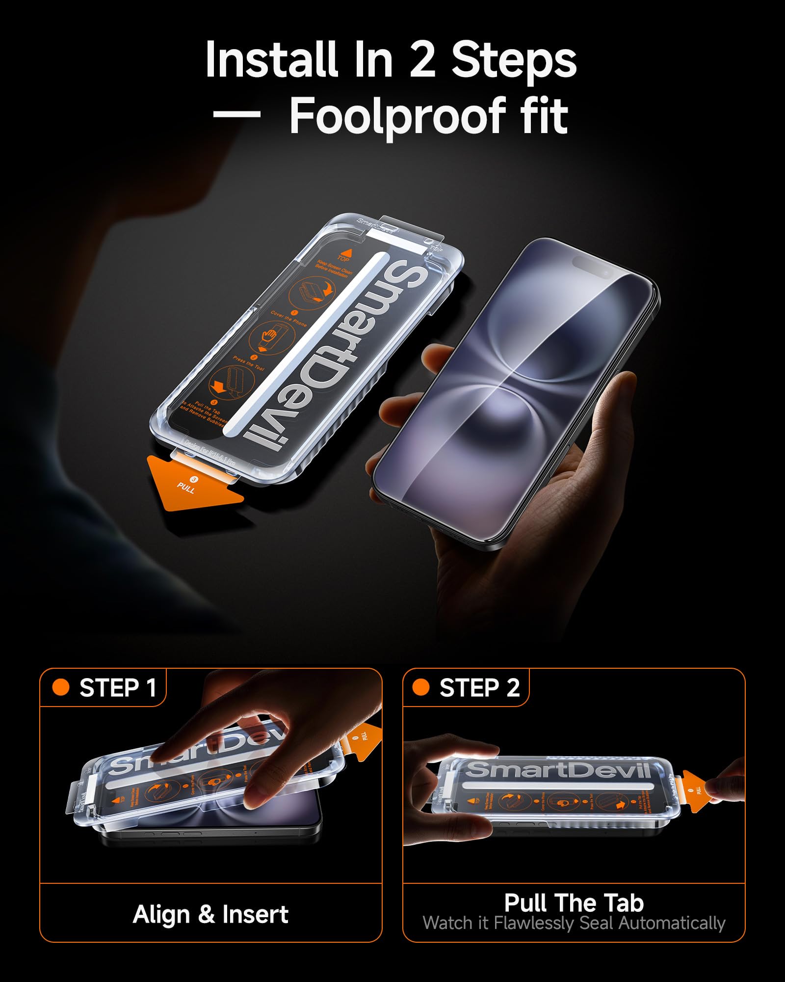 SMARTDEVIL 2 Pack for iPhone 16 Plus/iPhone 15 Plus Screen Protector