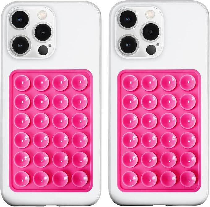 LvShuLiangPin Anteel 2 Pack Silicone Suction Phone Case Mount, Silicon Adhesive Phone Grip for Smartphones, Hands-Free Mirror Shower Phone Holder for Selfies