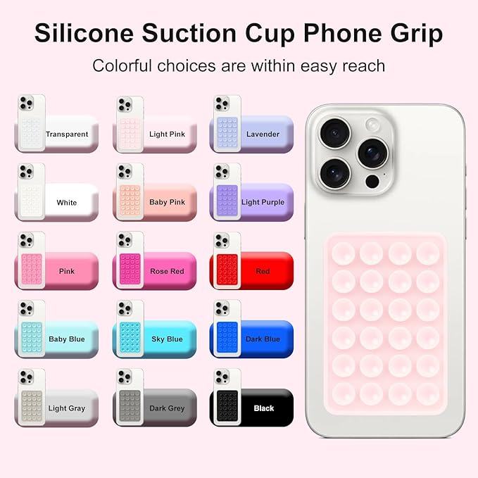 2PCS Silicone Suction Phone Case Mount, Non Slip Suction Cup, Hands-Free Phone Accessories Holder for Selfies and Videos, Silicone Adhesive Stand Sticky for Cell Phone Dark Gray