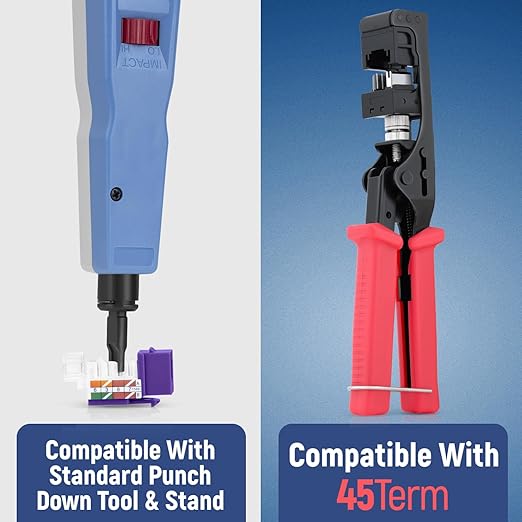 Everest 45° Angled RJ45 Cat6 Keystone Jacks 20-Pack in Purple - Slim Profile Female RJ45 Connectors - Cat 6 Keystone Jack - Compatible with 45° Angled Speed Termination Tool - 45Term (B0BL3GS7ZY)