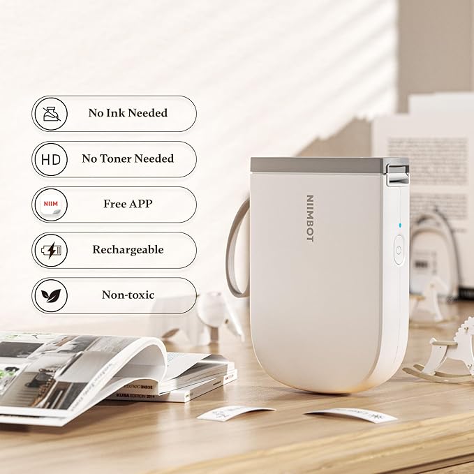 NIIMBOT D11 Bluetooth Label Maker 300 DPI Portable Label Printer with 3Rolls Labels