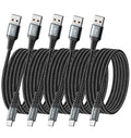 USB Type C Cable Fast Charging, 5 Pack[3/6/6/10/10FT] Braided C Charger Cables Compatible with iPhone 16/15, Samsung Galaxy S10 S9 S8 Plus, Note 10 9 8, LG V50 V40 G8 G7(Grey)