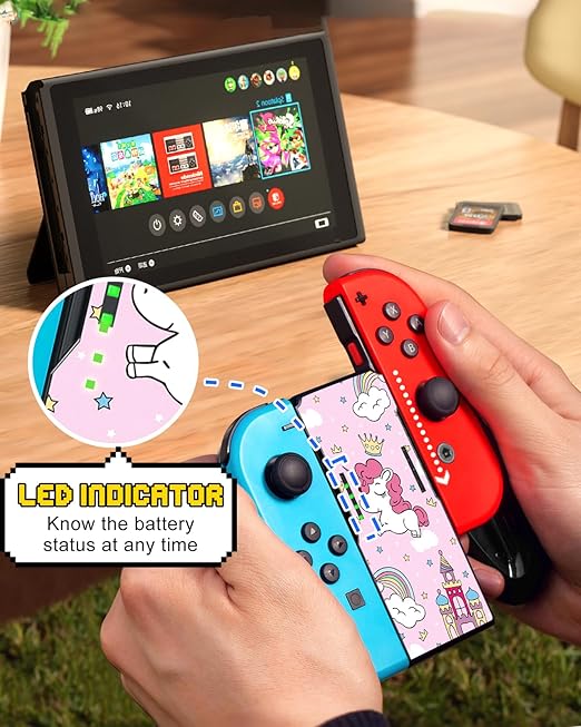 Lotadilo Joy-Con Grip for Nintendo Switch/Switch Oled - JoyCon Comfort Hand Grips Controller for Women Girls Teen Boys Cute Cartoon Design, Horse